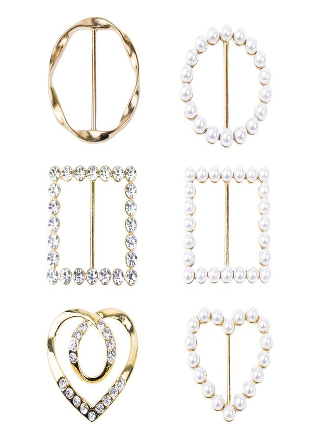 Naturahand 6PCS Scarf and Sweater Ring Clip T-shirt Tie Clips Silk Scarf Ring for Women Clothing Shirt Waist Cincher Clips Metal Round Circle Clip Belt Buckle - Image 1